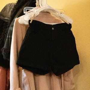 NASTY GAL | (NWT) BLACK DENIM PAPER BAG SHORTS - ROLL WITH US DENIM